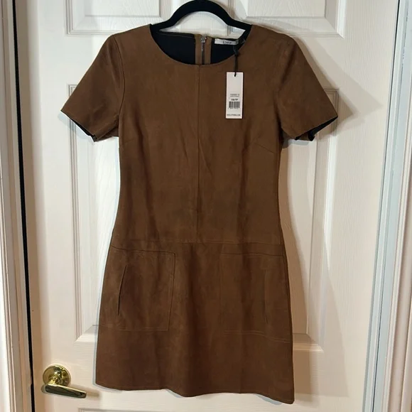 NWT Ladies Size XS Dex short sleeve Faux Suede Drop Waist Dress - Picture 3 of 12
